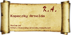 Kopeczky Arnolda névjegykártya